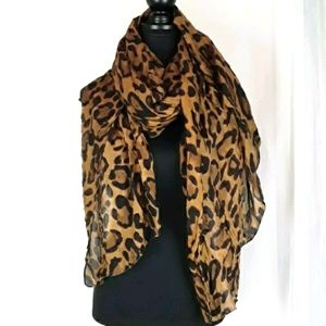 Cheetah leopard large lightweight thin scarf